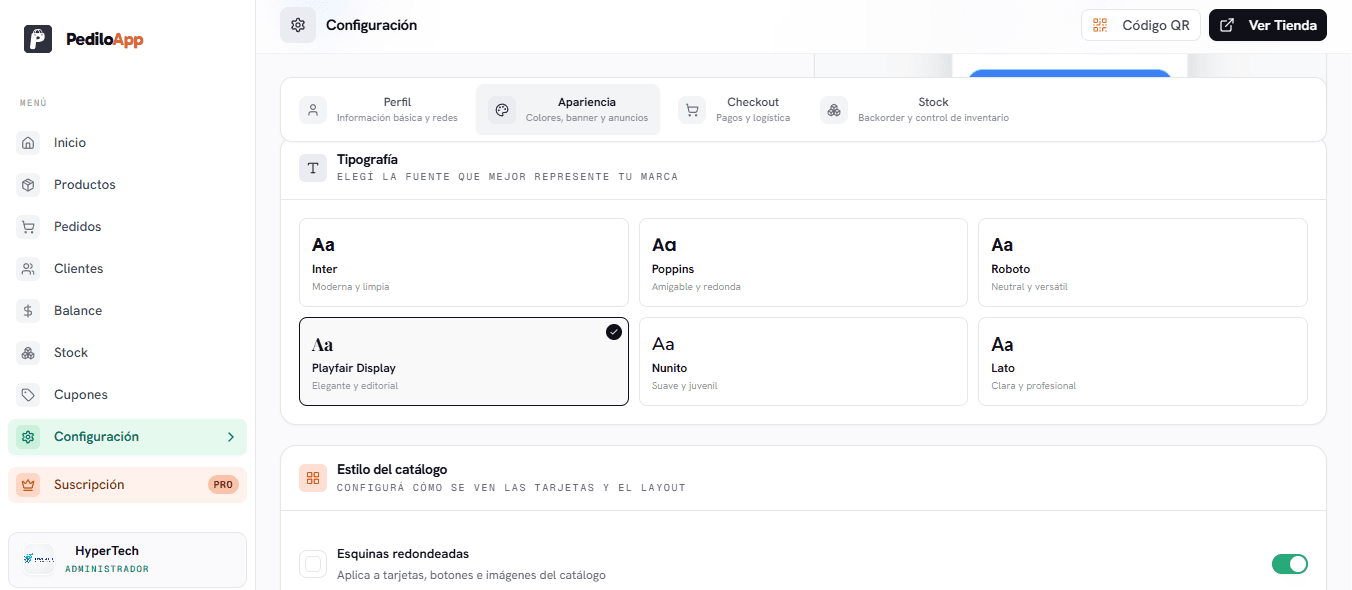 Configuración de tipografía