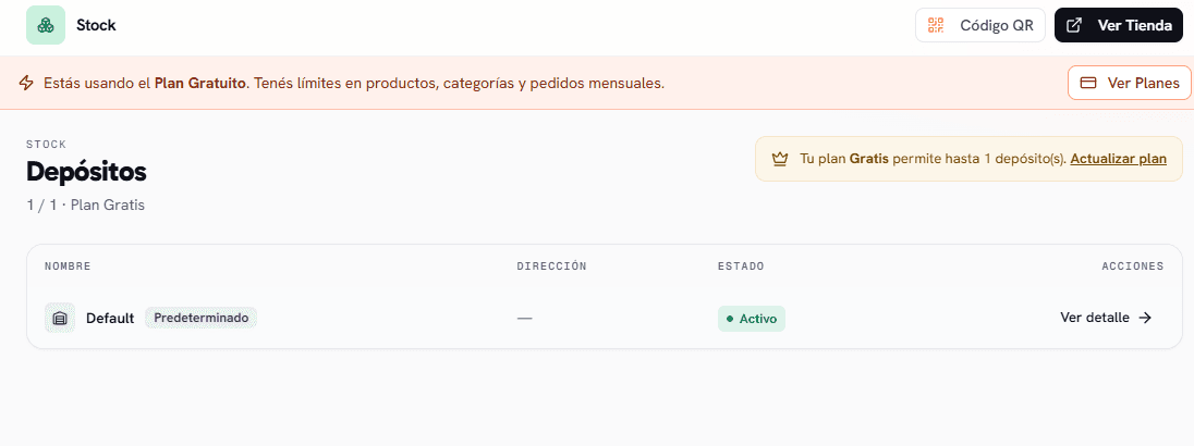 Listado de depósitos del negocio