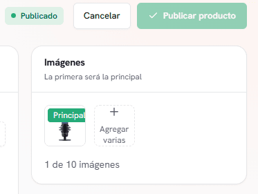 Cargar imágenes del producto