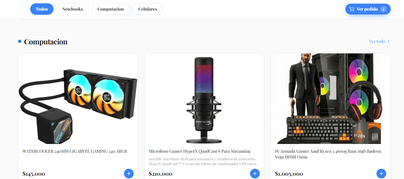 Productos disponibles en el marketplace