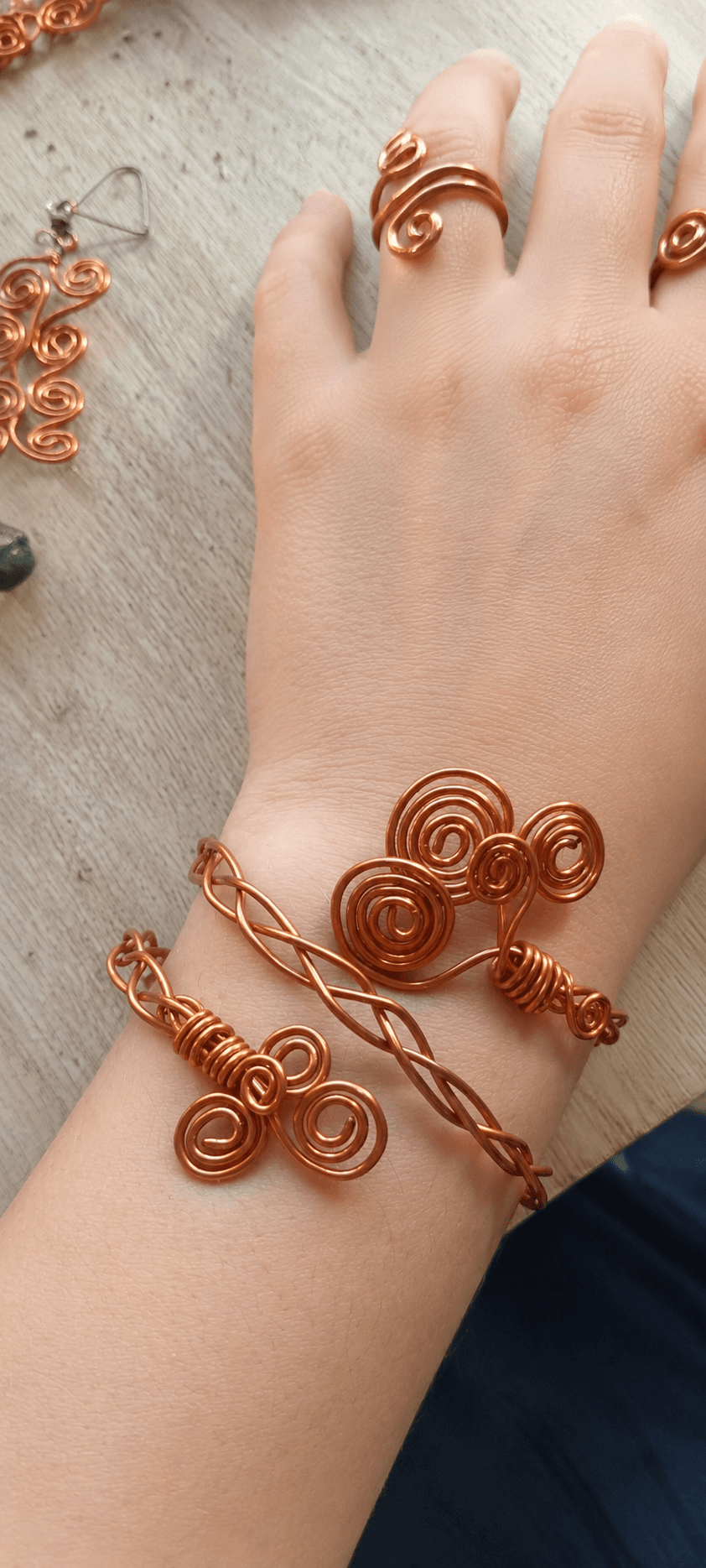 Pulsera brazalete regulable cobre esmaltado