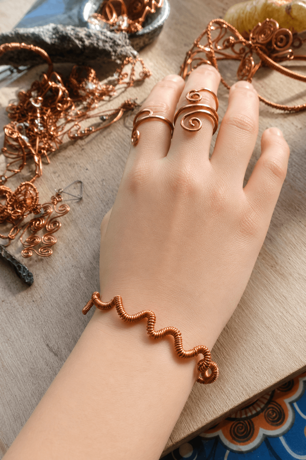 Pulsera de cobre esmaltado adaptable
