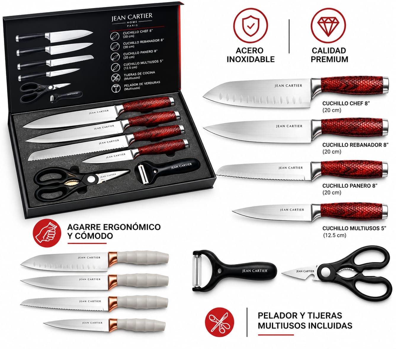 set  cuchillos 6 piezas jean cartier