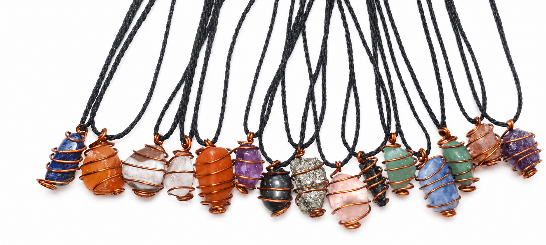 Collar x 10 amuleto piedras energeticas dije mas cordon