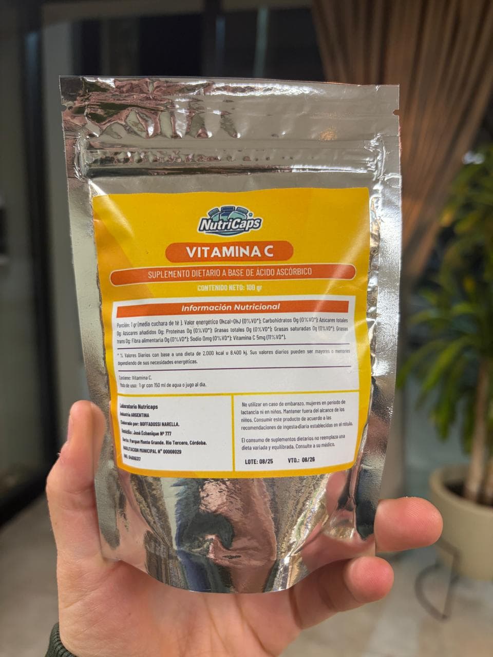 VITAMINA C EN POLVO X 100GR (ÁCIDO ASCÓRBICO)