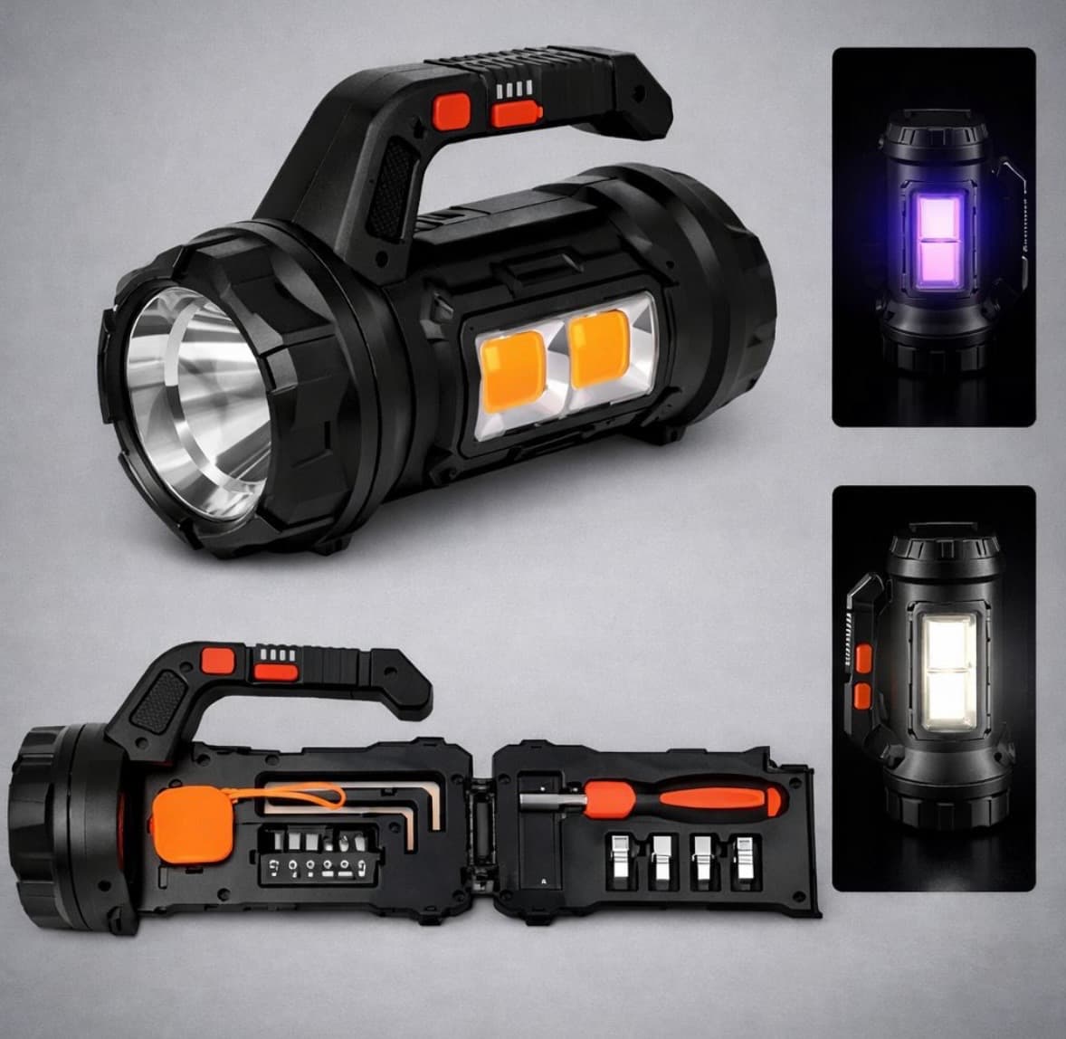 Linterna reflector Led recargable con ser de herramientas