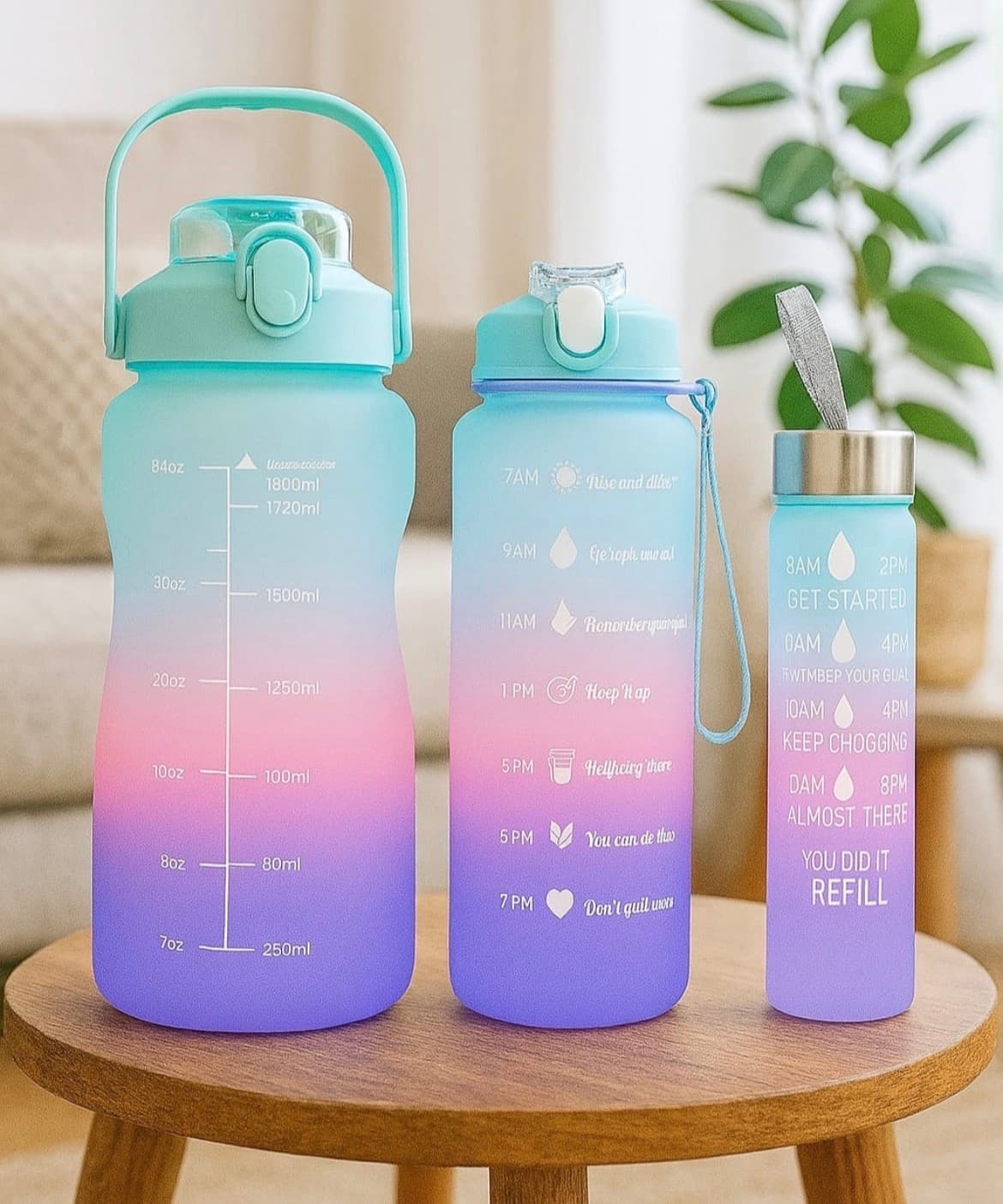 set x 3 botellas motivadoras
