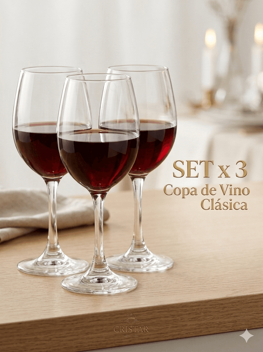set copas x 3 vidrio vino