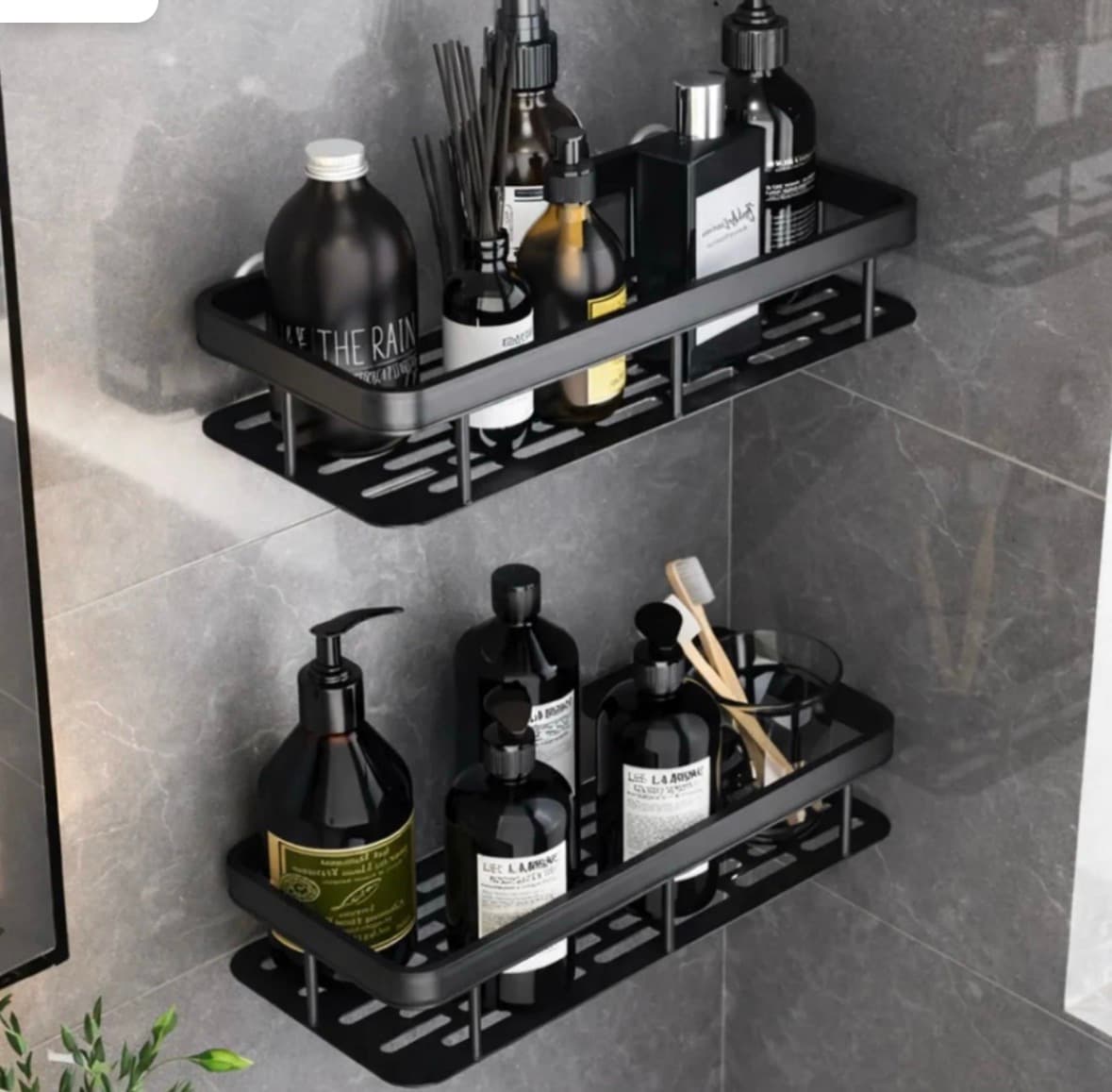 Estante doble para baño con adhesivo