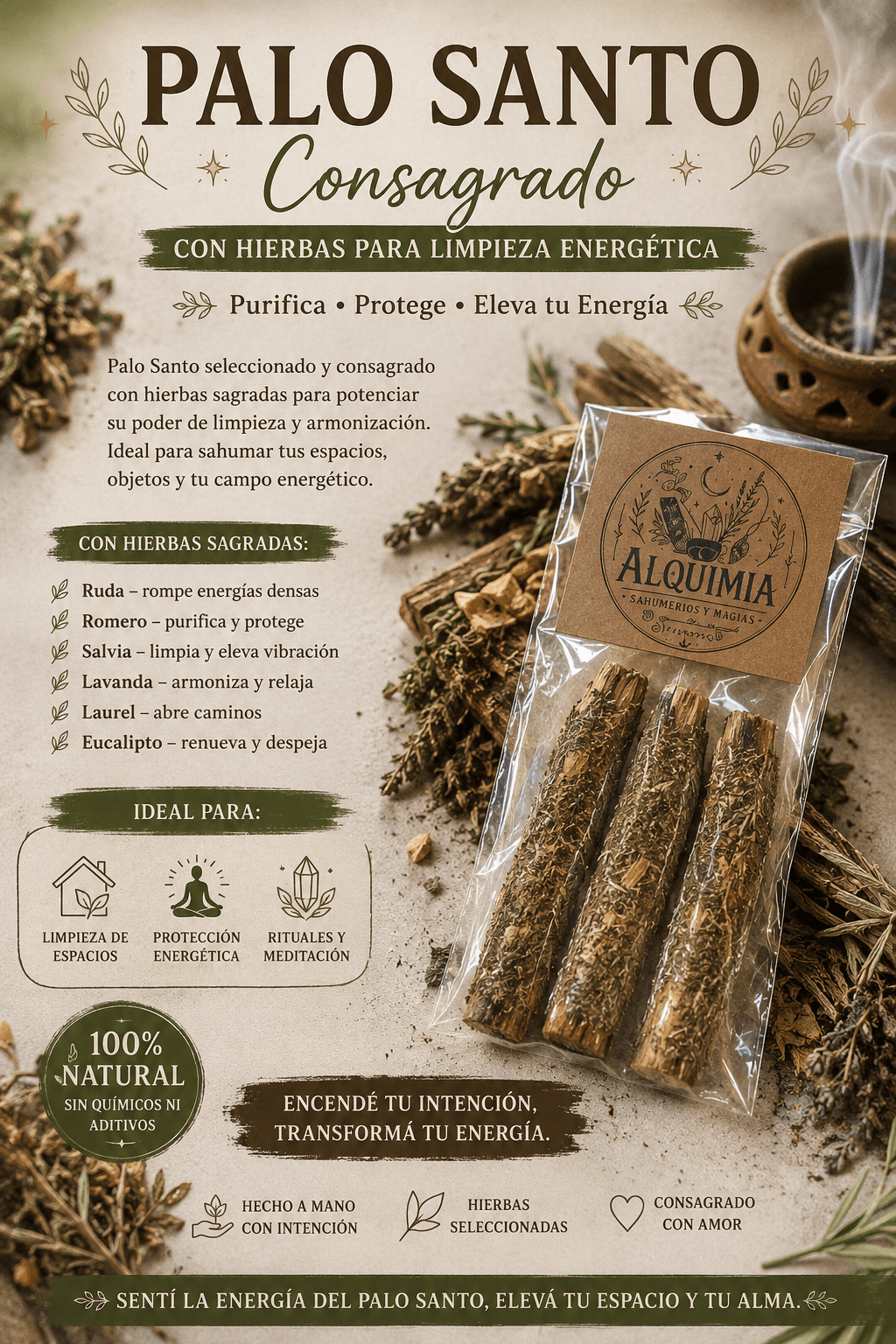 Palo santo consagrado pack x 3