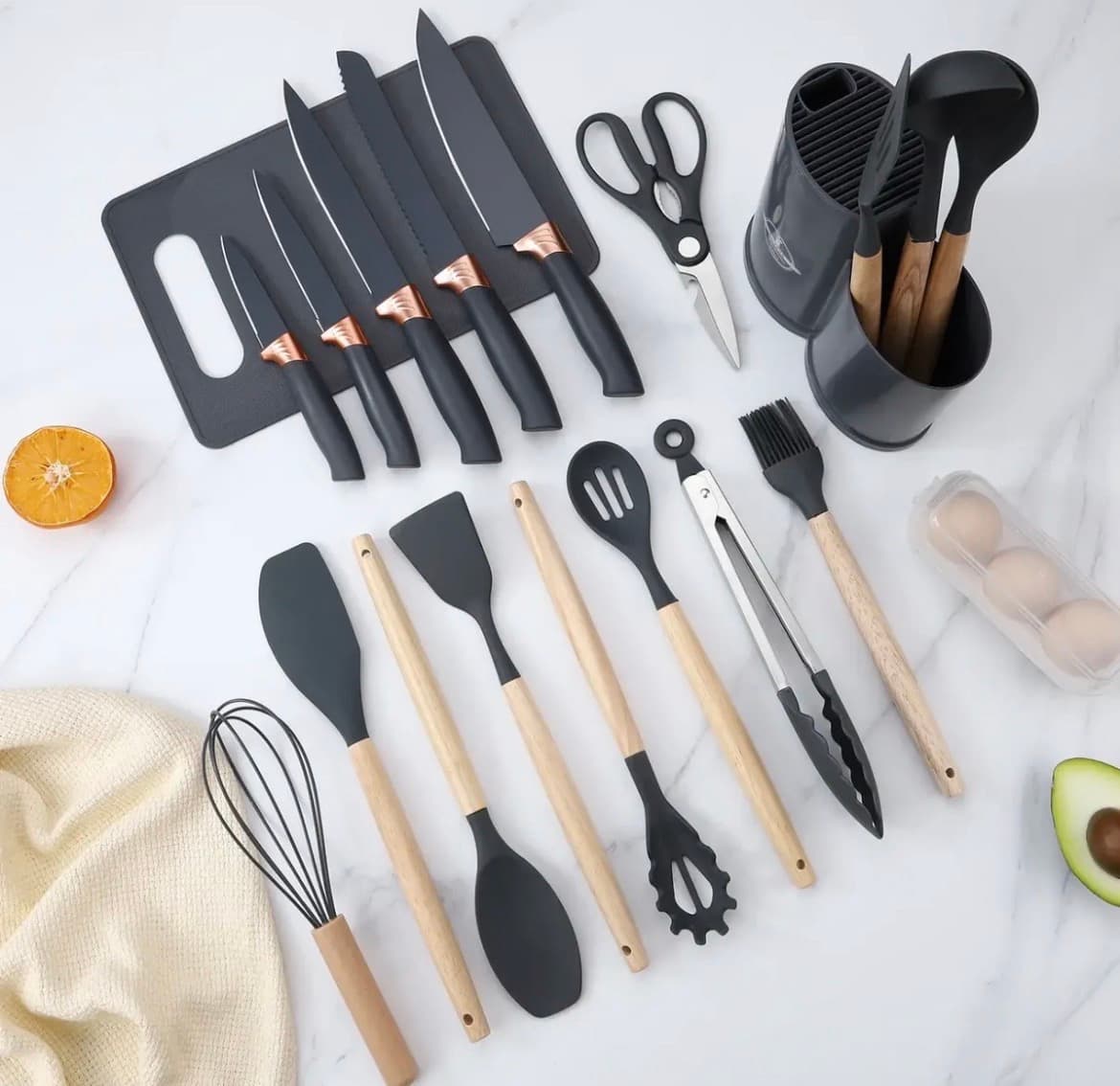 set cuchillas +utensilios