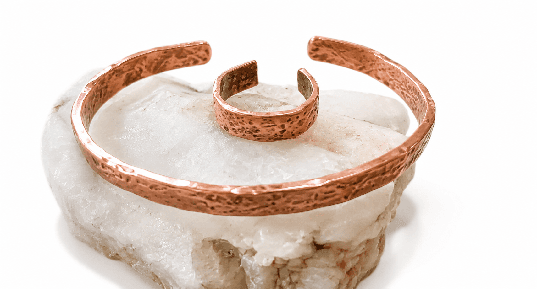 Conjunto esclava cobre puro grueso martillado