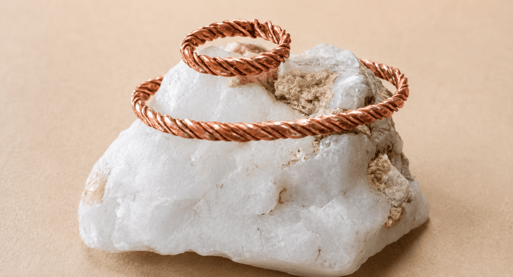 Conjunto esclava mas anillo trenzado cobre puro martillado
