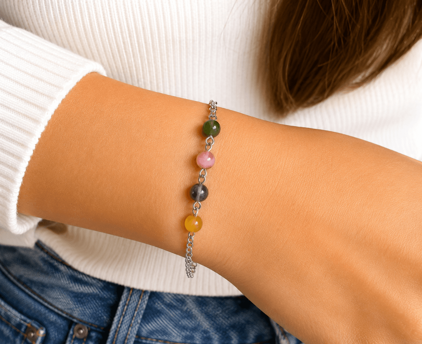 Pulsera turnalinas colores regulable proteccion energetica