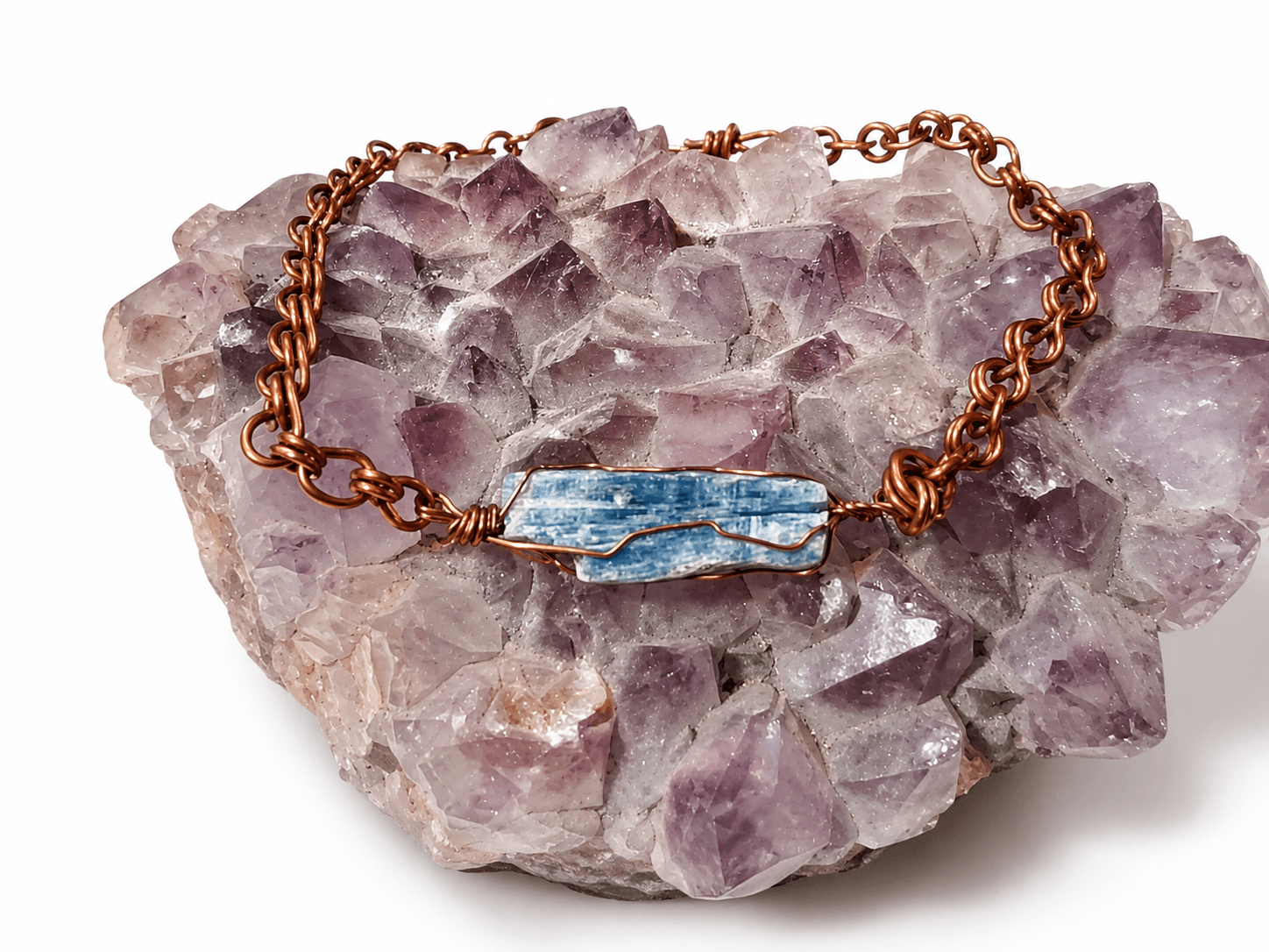 Pulsera energética de cobre esmaltado y cianita