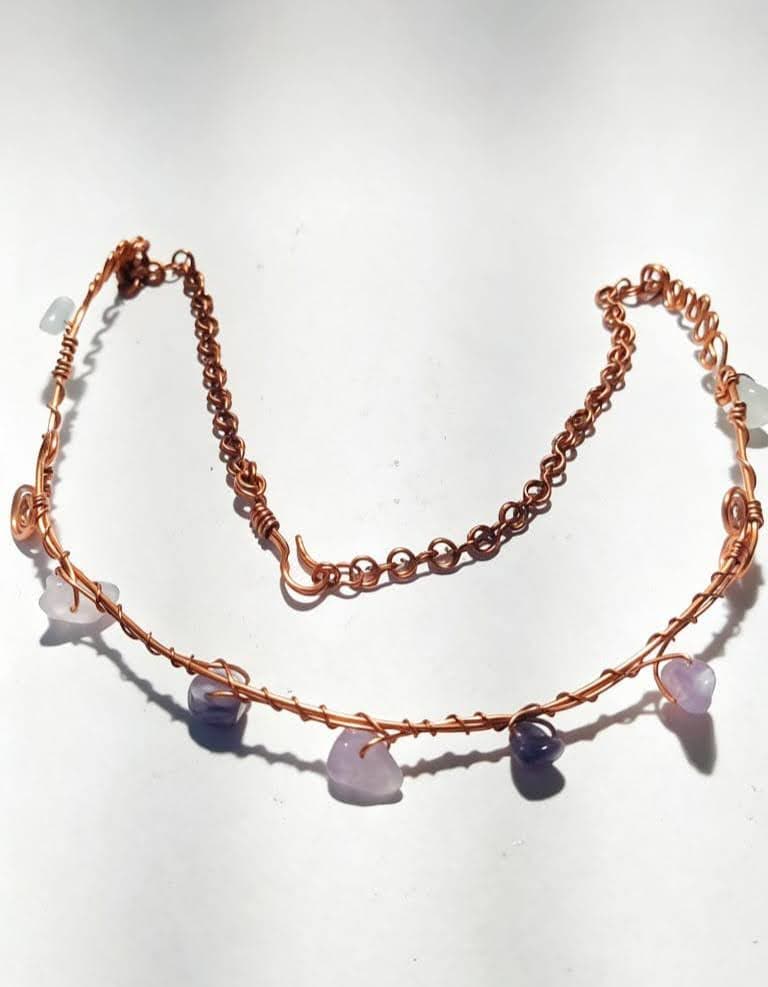 Choker cobre esmaltado y amatista transmutacion