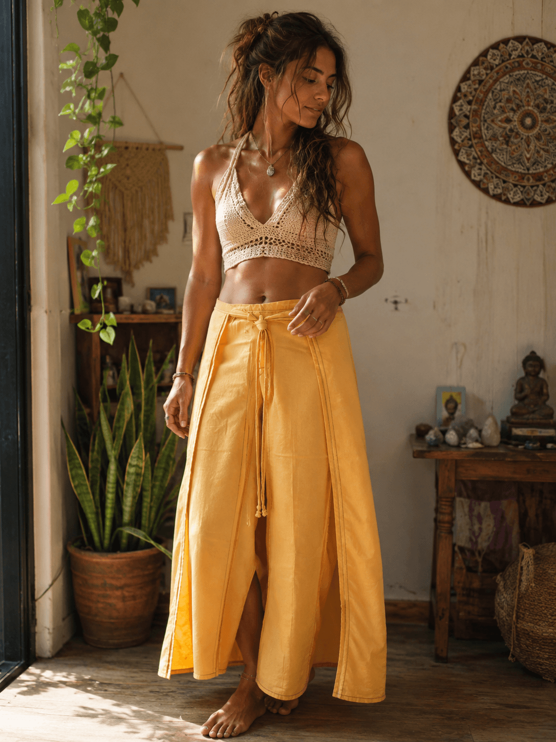 Pantalon chiripa tusor amarillo