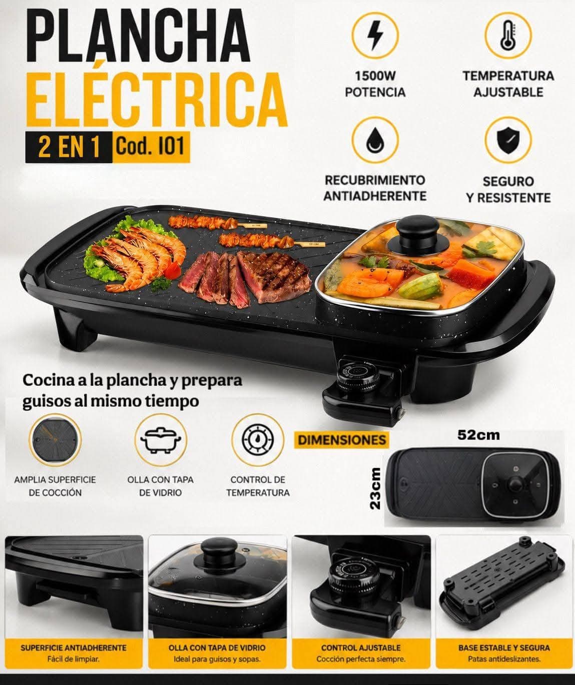 Plancha con Olla incluida electrica 1500w