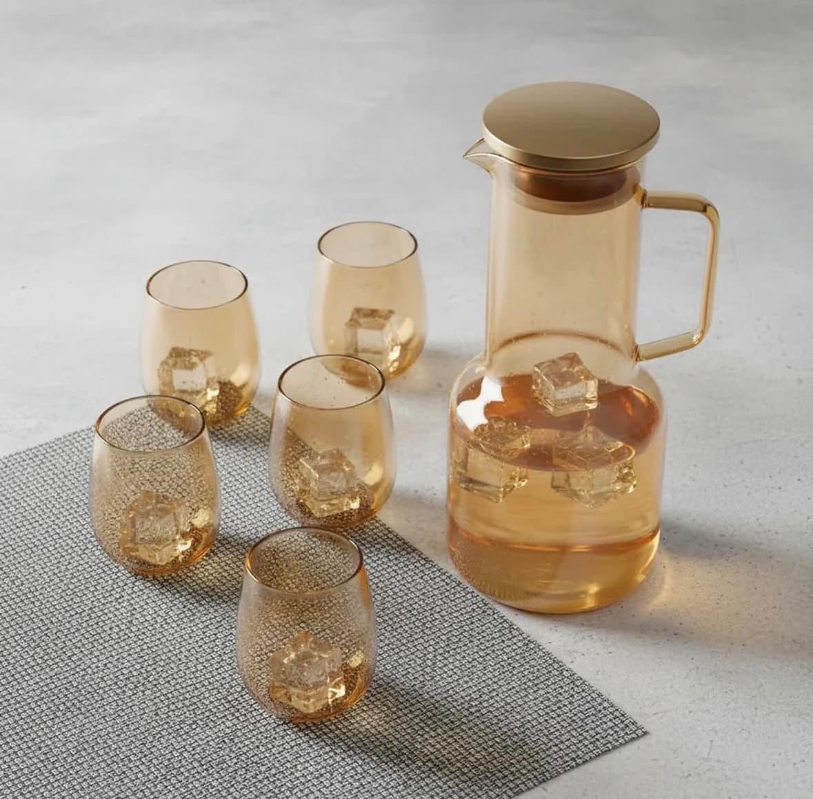 Jarra de vidrio larga  1800ml + 6 vasos
