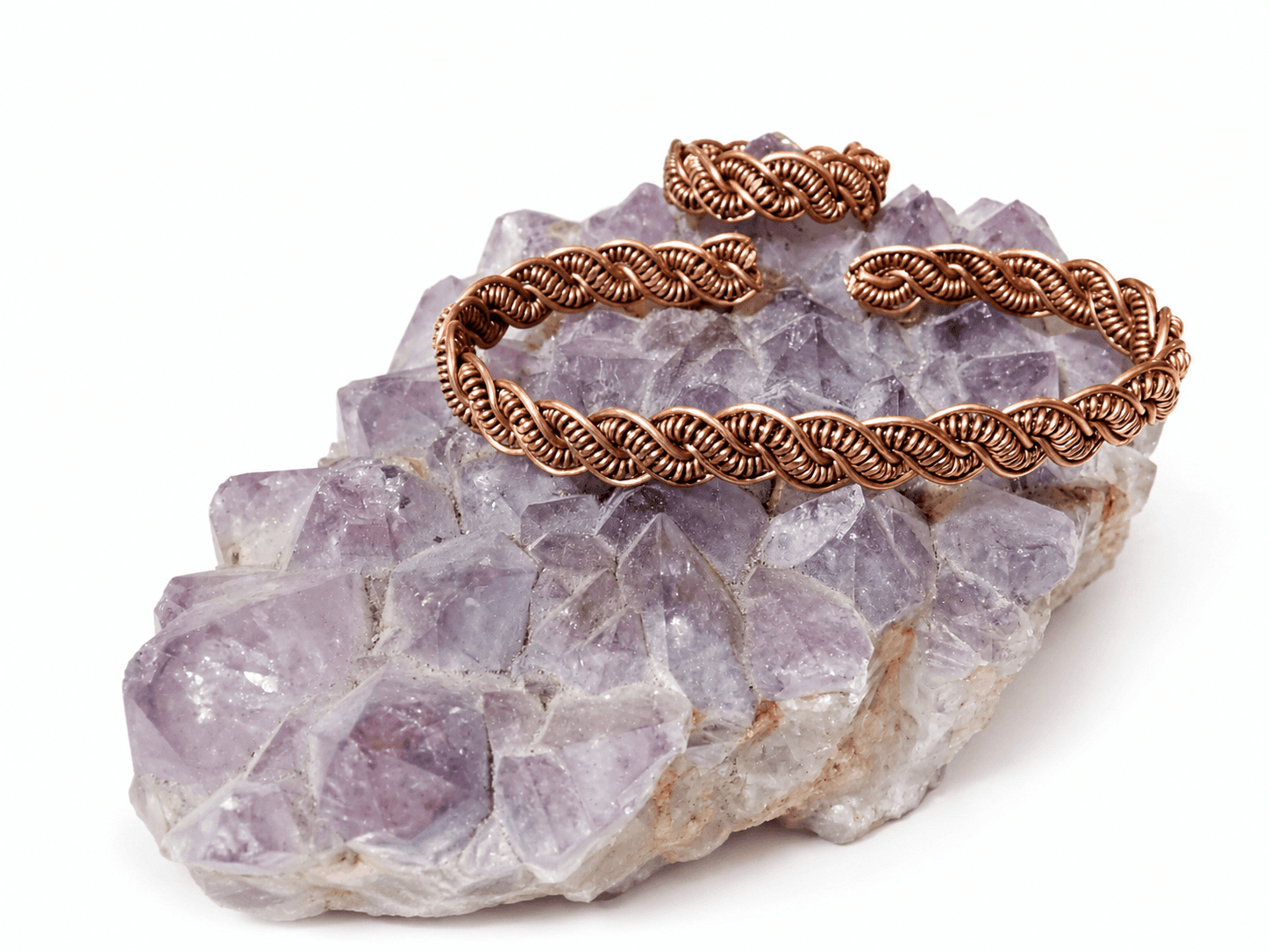 Conjunto pulsera mas anillo de cobre martillado