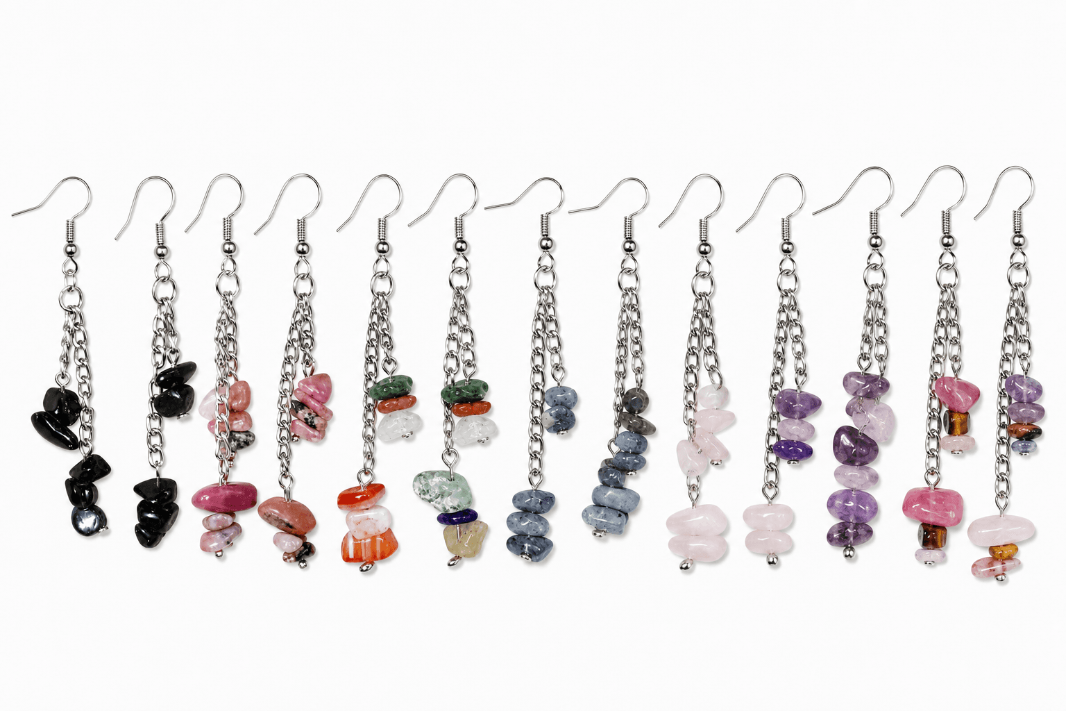 Aros colgantes con piedras energeticas