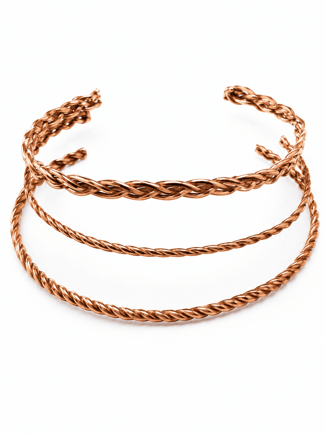 Set x 3 pulseras trenzadas cobre puro finitas