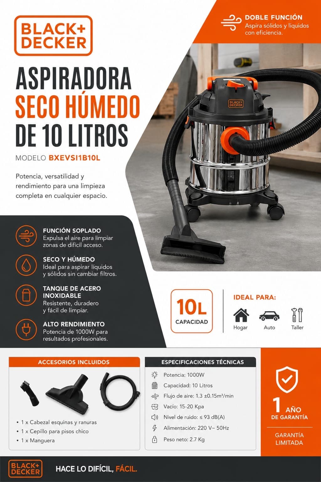 🏡ASPIRADORA + DECKER SECO HUMEDO