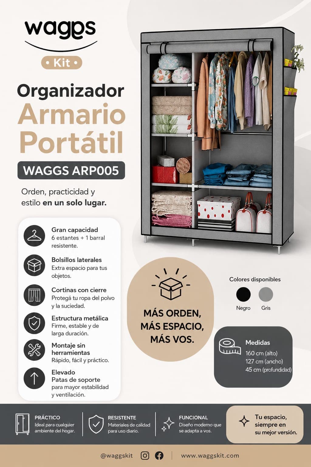 👚👖🏡 Organizador Armario Portatil