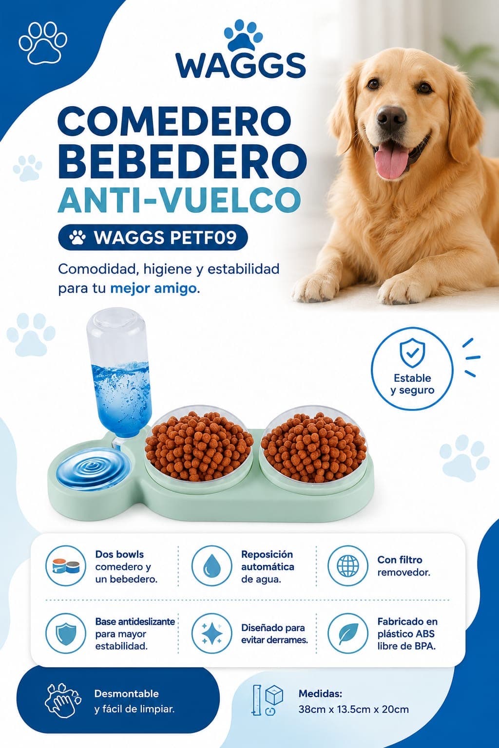 🐾COMEDERO BEBEDERO ANTI-VUELCO