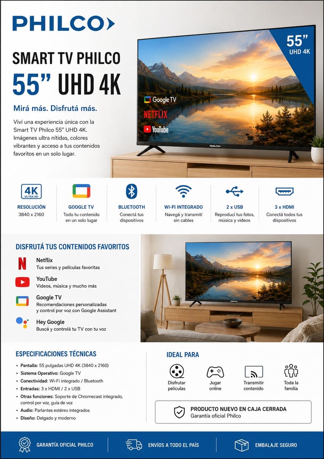 📺TV Philco Smart 55’’ 4K Google TV